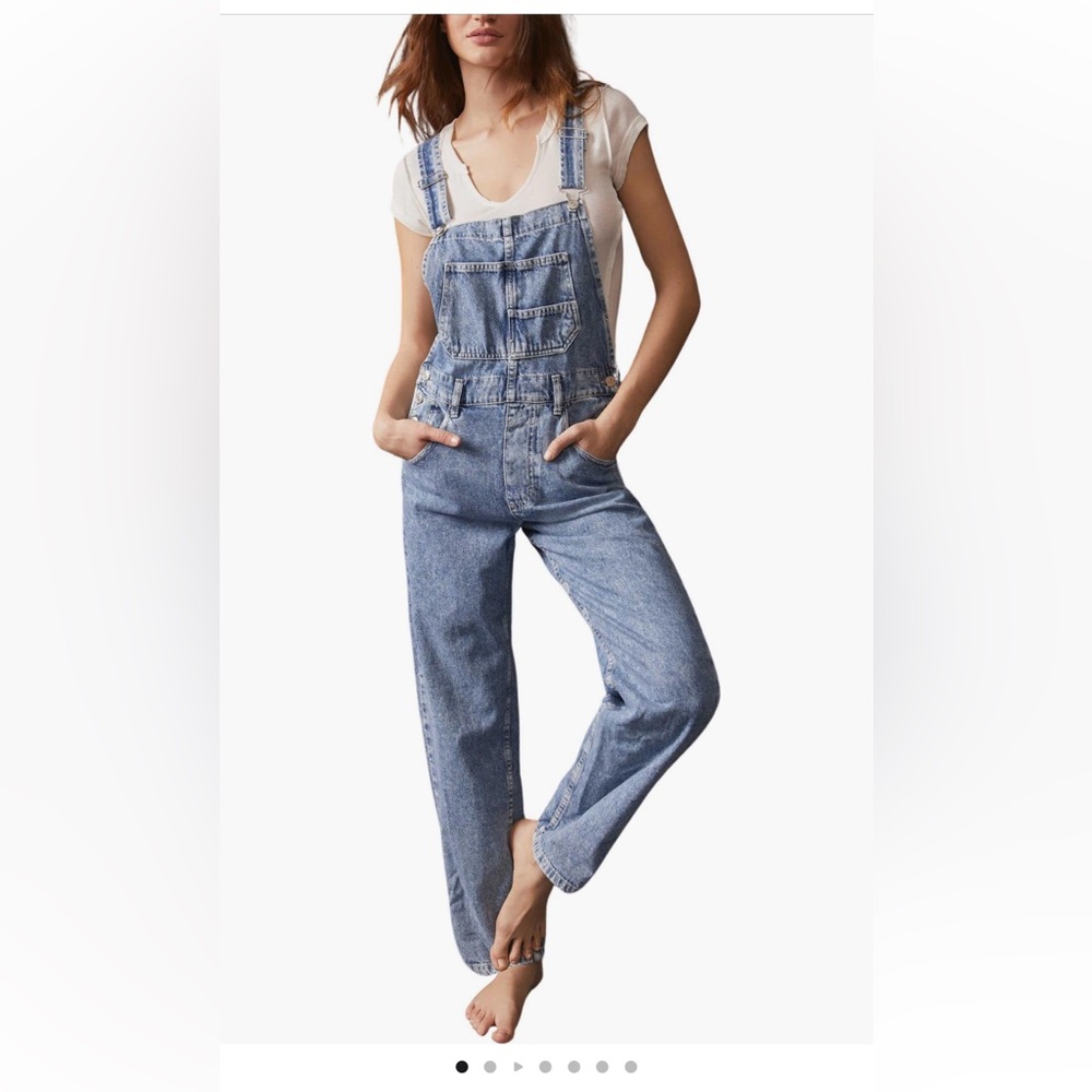 Free people ziggy overalls. Great shape. Color is powder blue